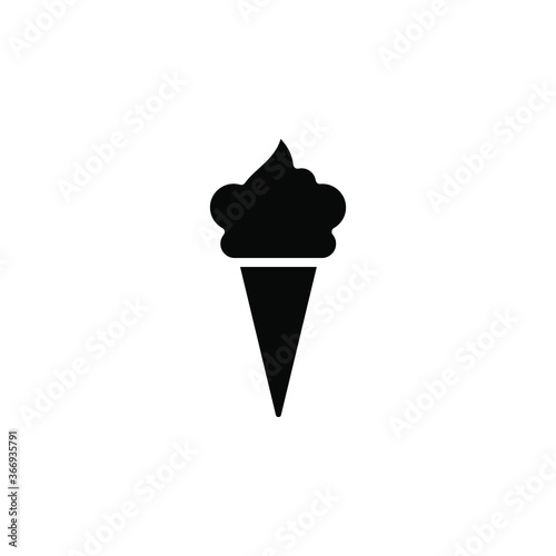 Ice cream in waffle cone icon. Simple sign, logo