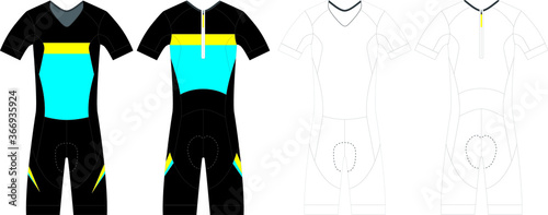 Triathlon short sleeve skin suit cycling Vector