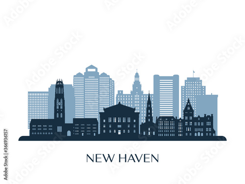 New Haven skyline  monochrome silhouette. Vector illustration.