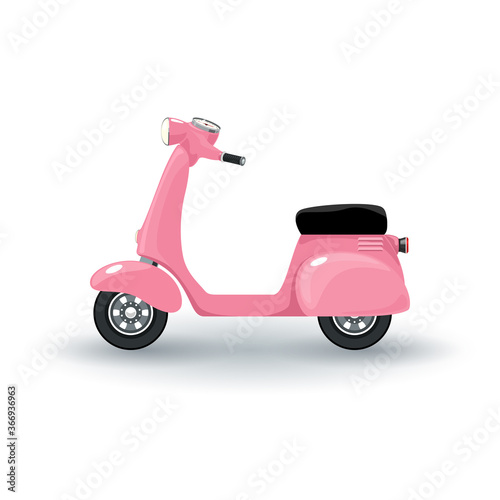 Pink vintage scooter isolated on white background  vector illustration