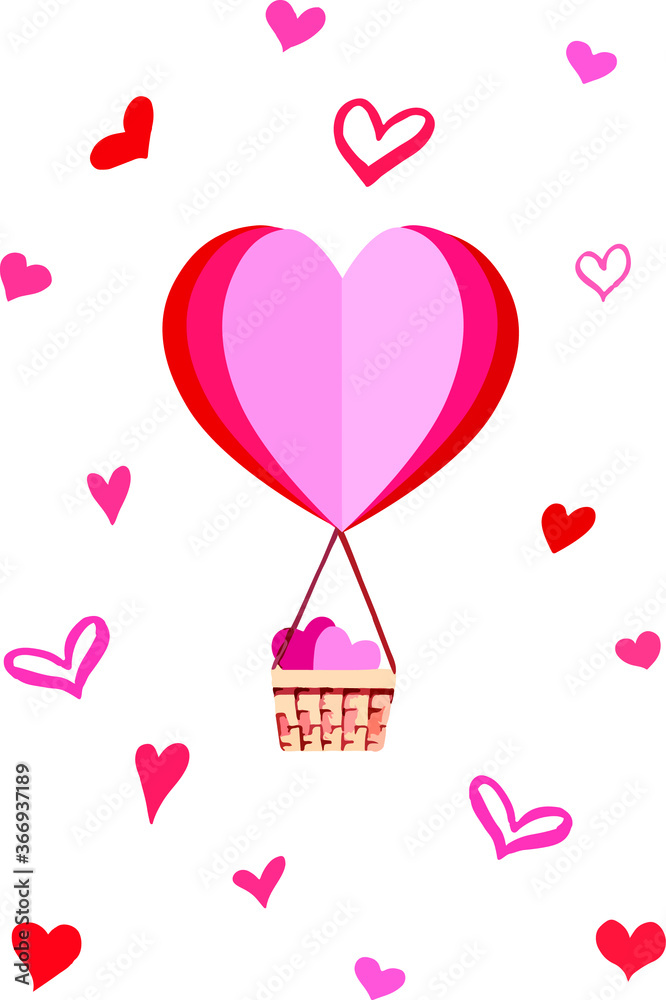 Valentines hearts pink vector illustration for card design