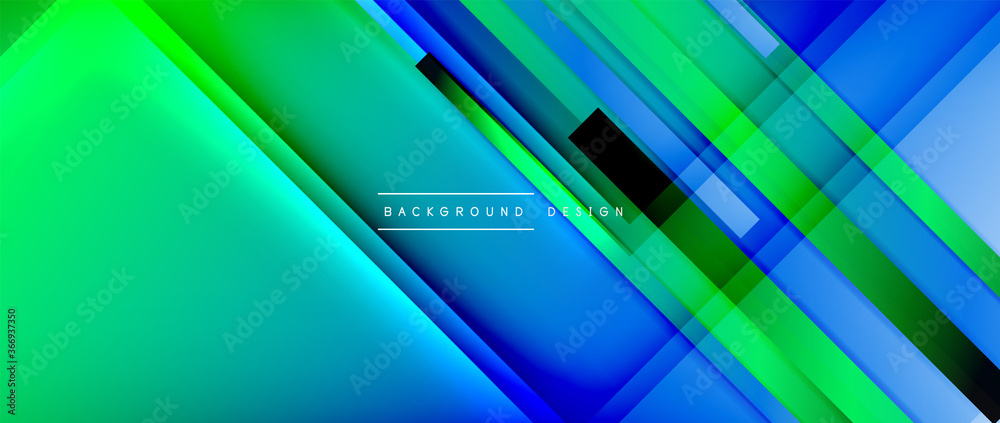 Dynamic lines on fluid color gradient. Trendy geometric abstract background for your text, logo or graphics