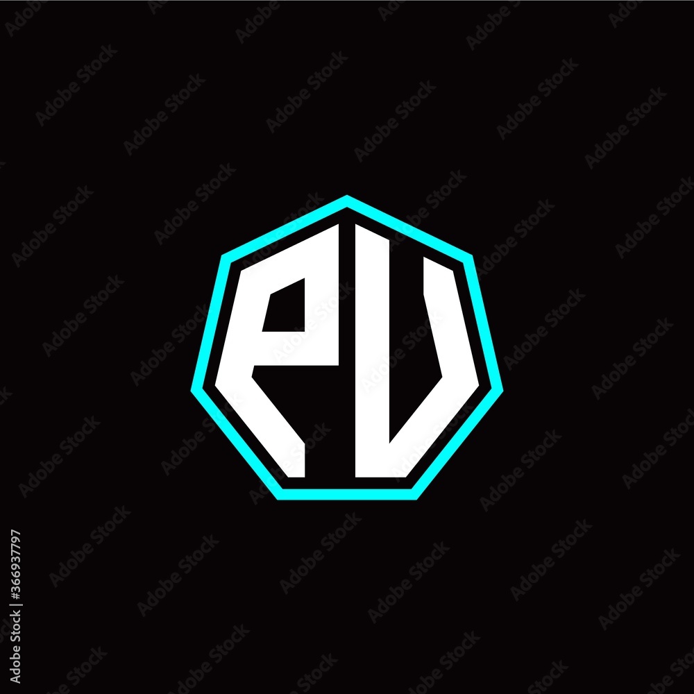 P U initials modern polygon logo template P U initials modern polygon logo template