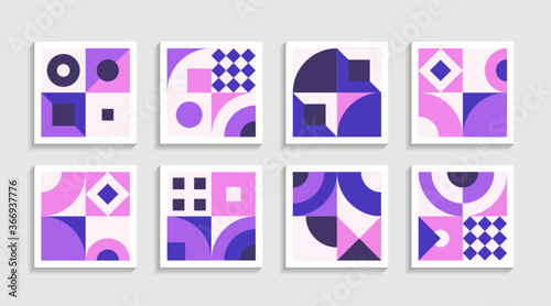 Modern Geometric artwork poster set with simple shape and figure. Abstract minimalist pattern design style for web, banner, business presentation, branding package, fabric print, wallpaper