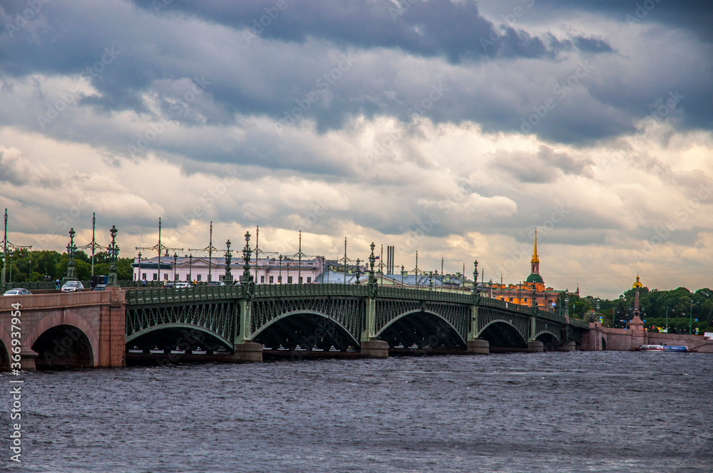 Bridge over the river, Neva, Saint Petersburg, Russia