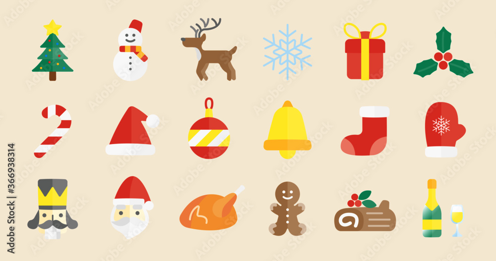 Christmas Icon Set (Simple flat vector for illustrations or graphics)