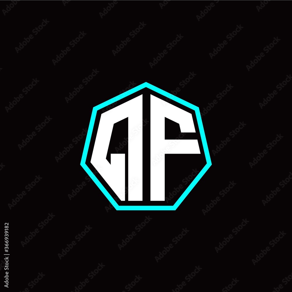 Q F initials modern polygon logo template Q F initials modern polygon logo template