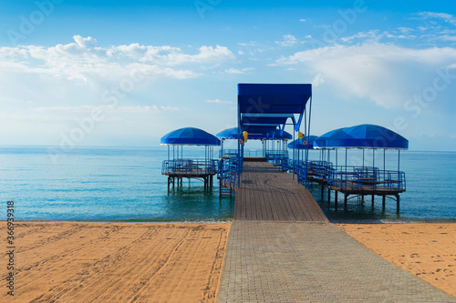 Karven resort beach  Issyk Kul lake  Kyrgyzstan  Central Asia