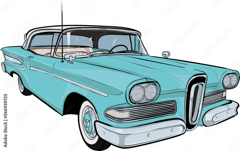 cartoon american classic car,american historic car, cartoon