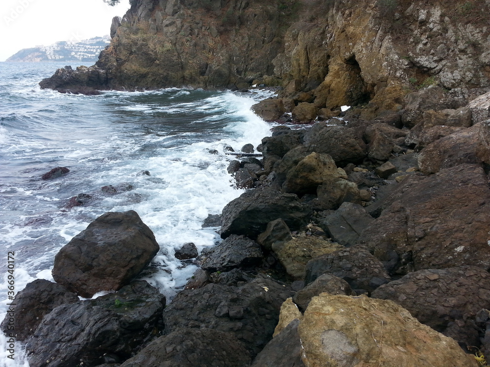 coast sea gravel rock photo background image