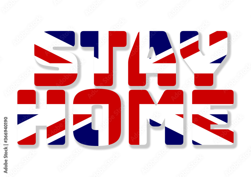 Stay home, stay safe text with flag Stay home, stay safe text with flag