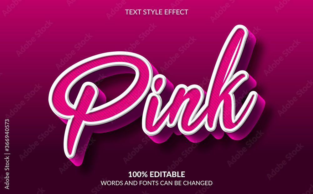 Editable Text Effect, Cute Pink Text Style