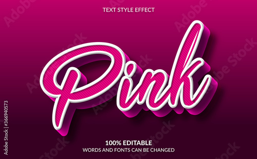 Editable Text Effect, Cute Pink Text Style