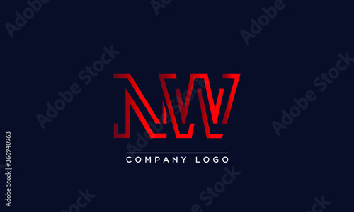 Creative letters NW or WN Logo Design Vector Template. Initial Letters NW Logo Design	 photo