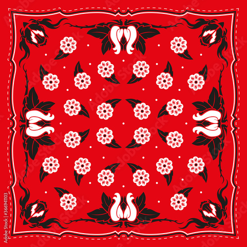 Seamless pattern based on square ornament paisley Bandana Print for boys and girls. motive for print on fabric or papper