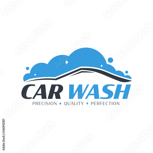 Car Wash logo. Cleaning Car, Washing and Service. Vector logo with auto.