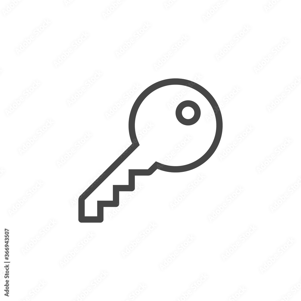 Key icon in outline style isolated on white background. Key icon in outline style isolated on white background.