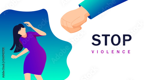 Stop violence and bulling of women illustration. Abuse of suppression harassment and against weaker sex oppression depression and pain girls bullying of men under tacit vector consent.