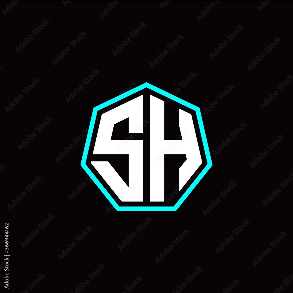 S H initials modern polygon logo template S H initials modern polygon logo template