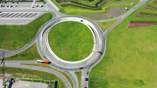 Aerial view of the big roundabout in the Tapiola district of Espoo, Finland.