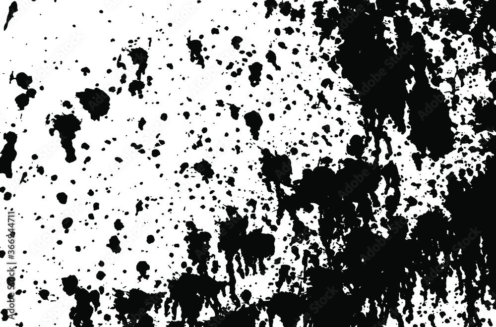 Black paint stains.Grunge texture. Grunge black and white vector overlay. Grungy grainy surface.
