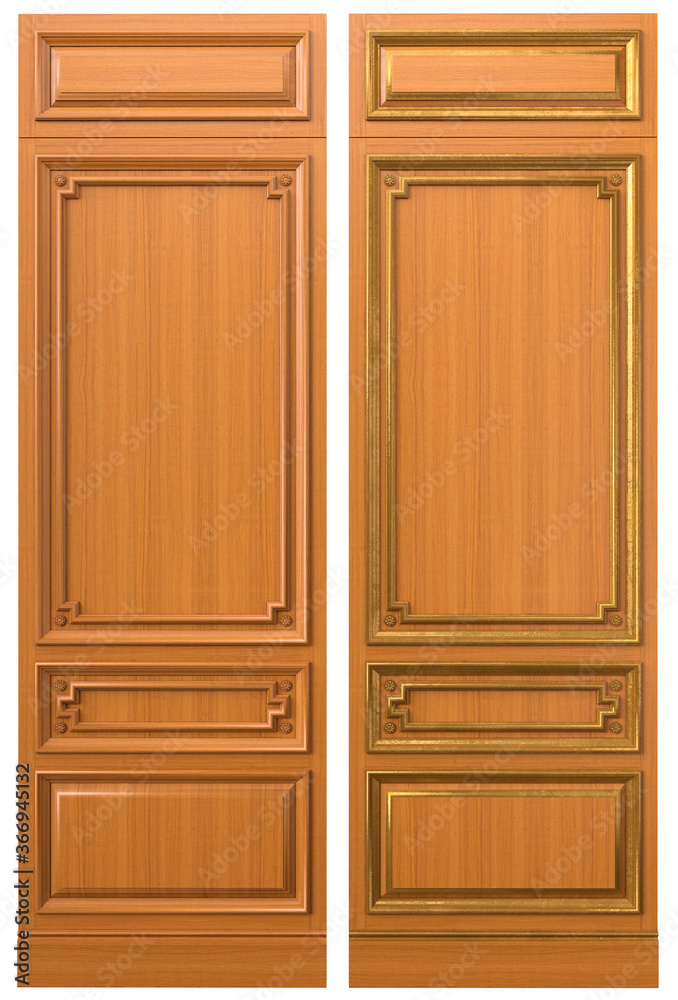 Classic wood panel wood with veneer and gold elements Classic wood panel wood with veneer and gold elements