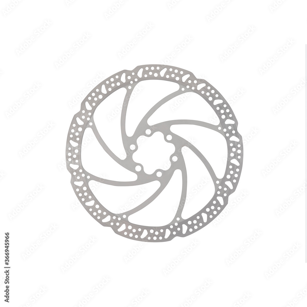 Disc brake rotor for mountain bike isolated on white Disc brake rotor for mountain bike isolated on white