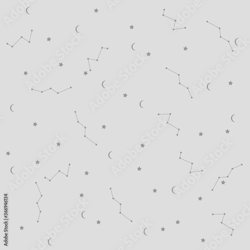 Vector space seamless pattern with planets, comets, constellations, rockets and stars. Sky illustration astronomical background. Use for textile, zodiac star yoga mat, phone case, notebook cover
