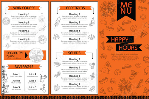 Tri-fold food menu artwork design