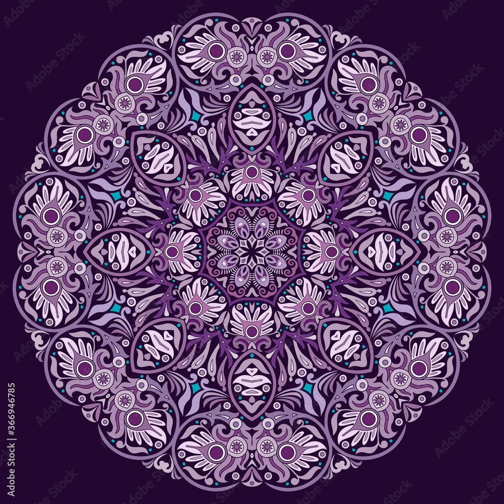 Vector ethnic abstract flower illustration Vector ethnic abstract flower illustration