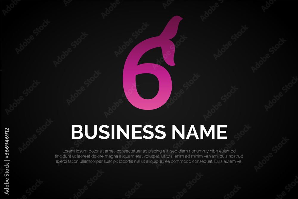 Fototapeta premium Number Six Fish Logo Template
