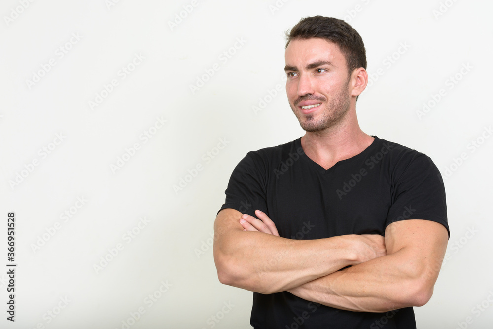 Portrait of handsome bearded man against white background Portrait of handsome bearded man against white background