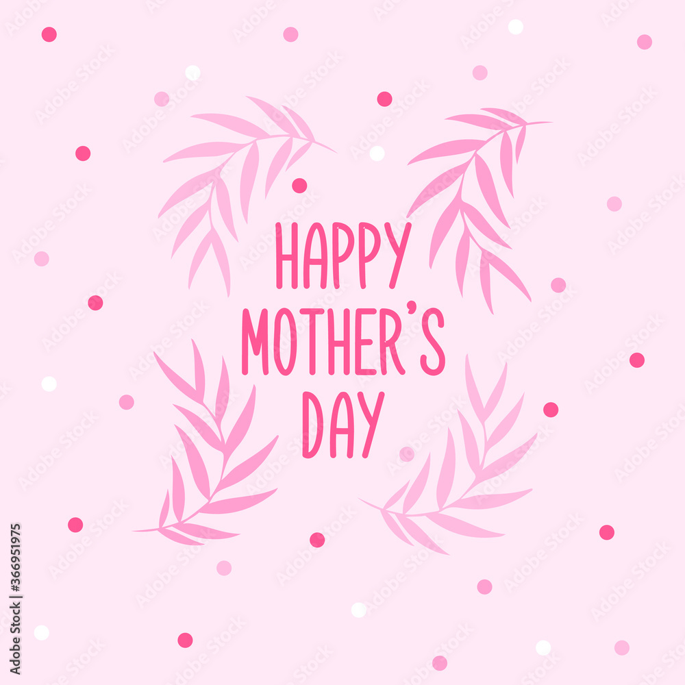 Cute pink modern Happy Mother's Day card design with tulips