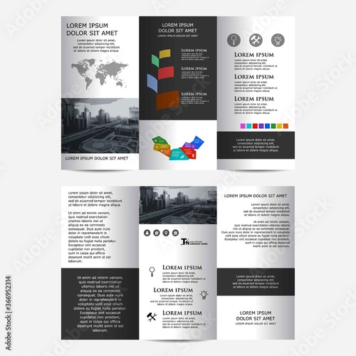 Tri fold brochure design with place for photo.
Abstract, trend and creative concept tri-fold design.