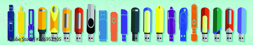 Set of usb pen drive vector illustration