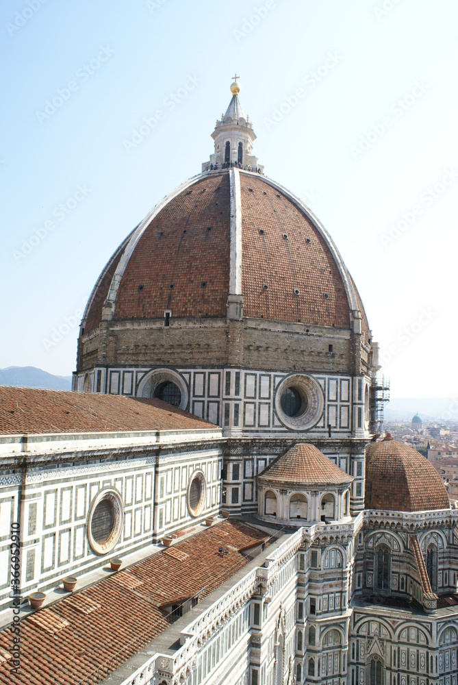 Florence, Italy: view of the cathedral's dome from the top of Giotto's campanile (tower bell)