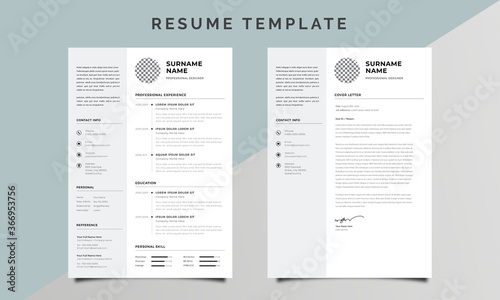 Simple Resume/CV Design With Sidebar (ID: 366953756)