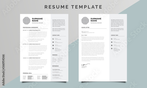 Business Resume/CV Design With Sidebar (ID: 366954366)