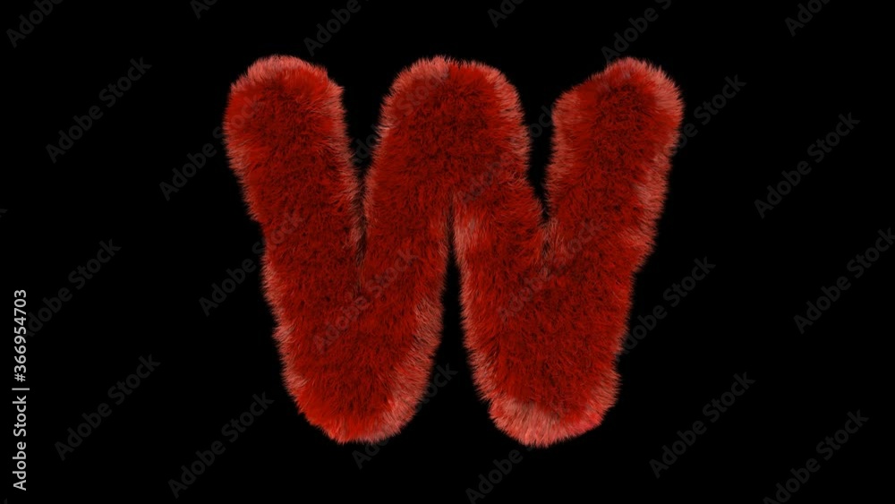 Fluffy hair fur text typography with alpha channel W Fluffy hair fur text typography with alpha channel W