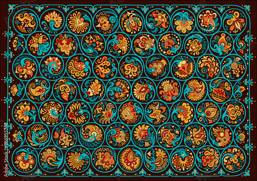 Vector floral round braided elements illustration