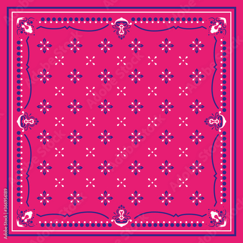 Seamless pattern based on square ornament paisley Bandana Print for boys and girls. motive for print on fabric or papper