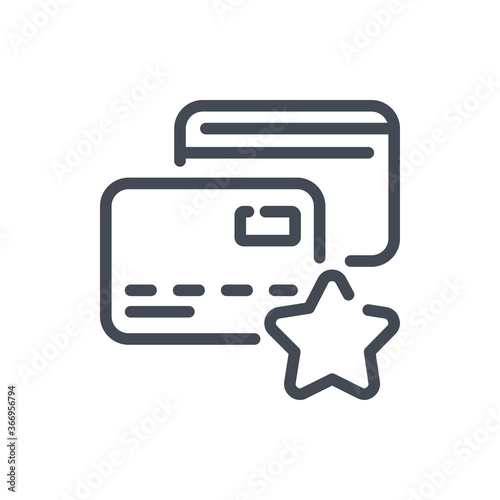 Bonus Card with Loyalty Points line icon. Credit Card with Star vector outline sign.