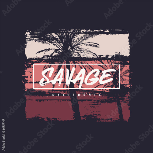 Savage California vector t-shirt design, poster, print