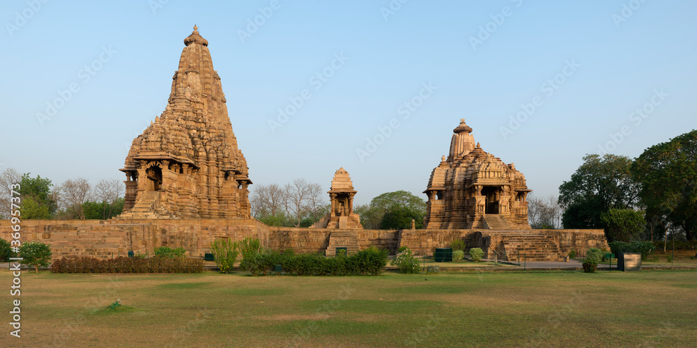 Devi Jagadambika or Jagadambika Temple and Kandariya Mahadeva Temple known as the Great God of the Cave, Khajuraho Group of Monuments, Madhya Pradesh state, India