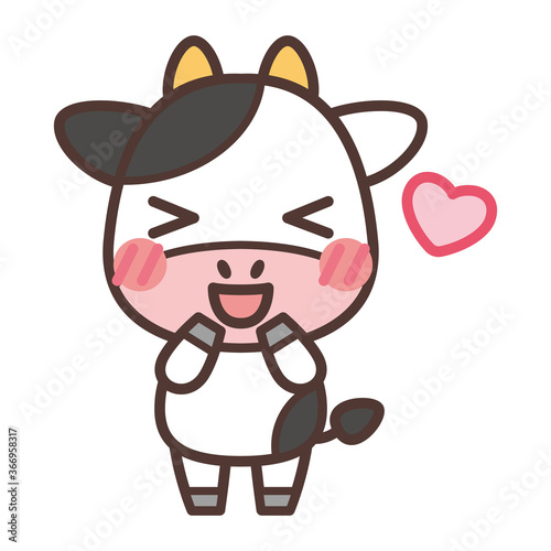 funny cow cartoon-Cow character and heart