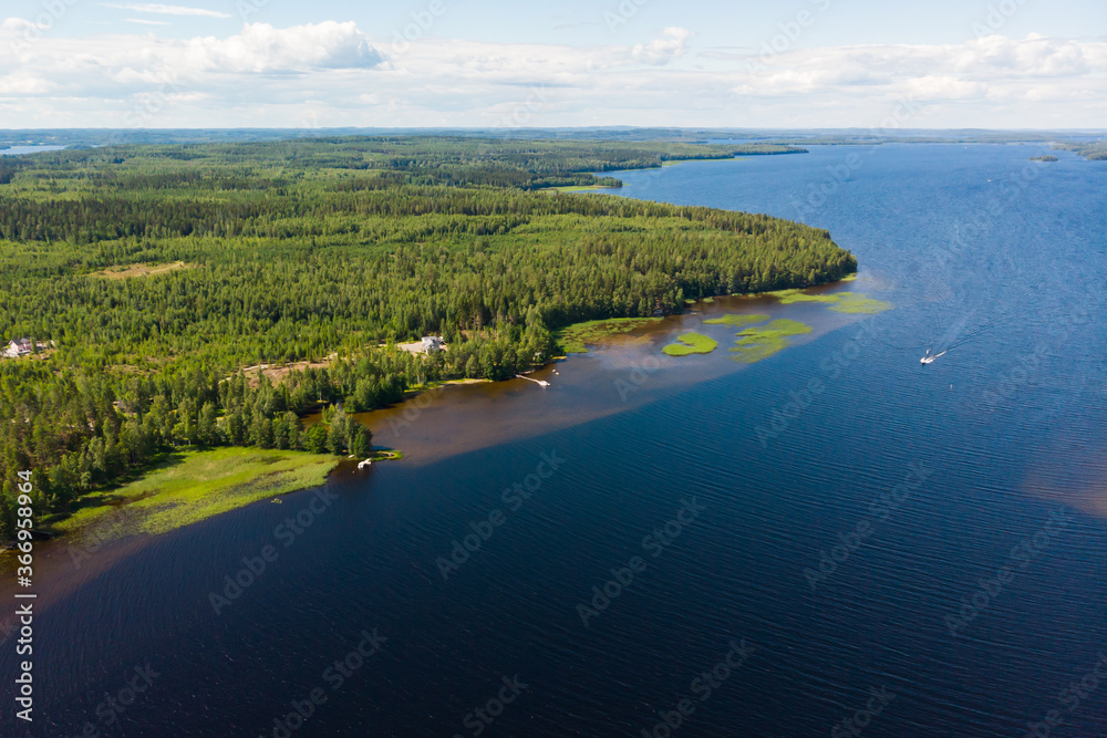 Aerial view of lake Paijanne, Paijanne National Park, Finland.