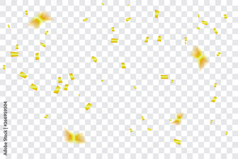 Many Falling Luxury Golden Confetti.  Birthday & Celebration. Vector Illustration