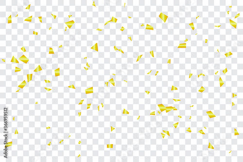 Many Falling Luxury Golden Confetti. Birthday & Celebration. Vector Illustration