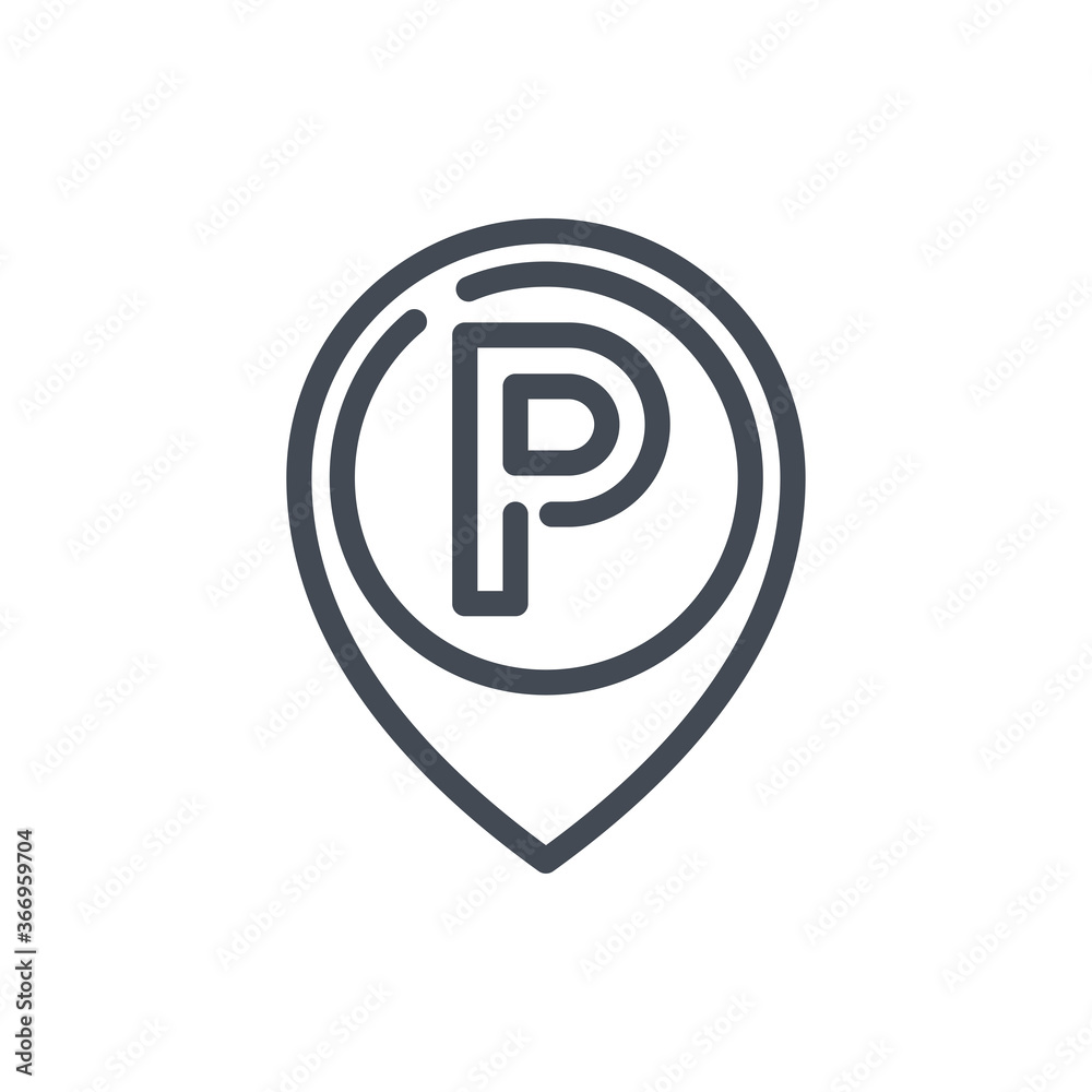Parking Location Pointer line icon. Parking Place Marker vector outline sign. Parking Location Pointer line icon. Parking Place Marker vector outline sign.