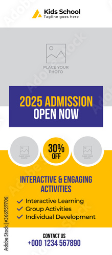 School Admission Rollup Banner Template or Stand X Banner